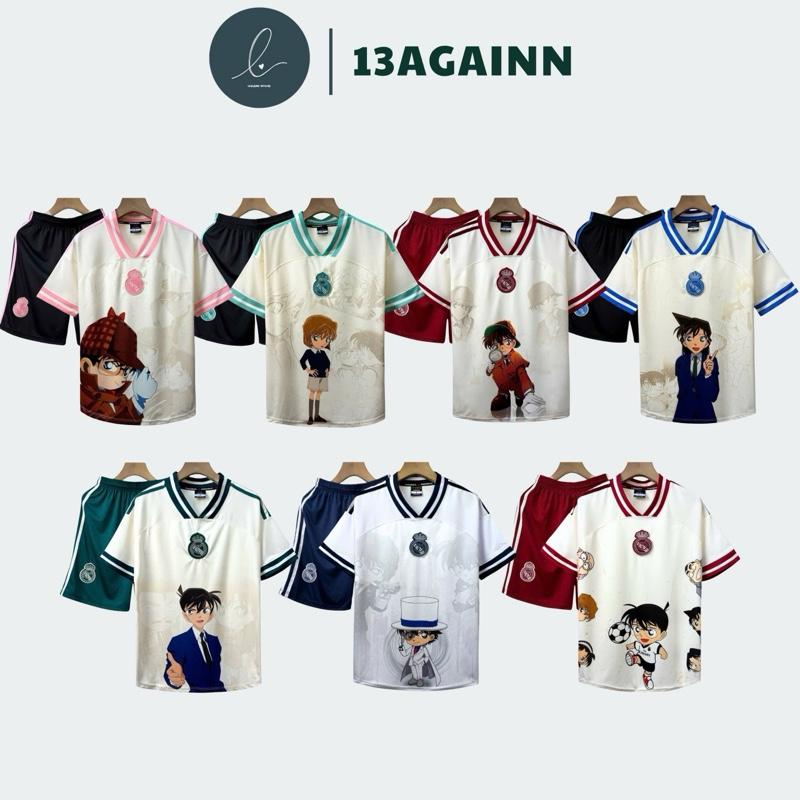 Bộ quần áo bóng đá,đồ đá banh  REAL HÌNH CONAN logo THÊU thun lạnh cao cấp loại I Top Sport