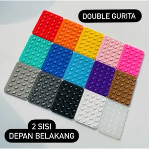 Two Side Gurita Square Holder Hp Suction Double Tempelan depan belakang Warna Warni Perekat Hp Akaesoris Hp Holder Hp Gojek Grab