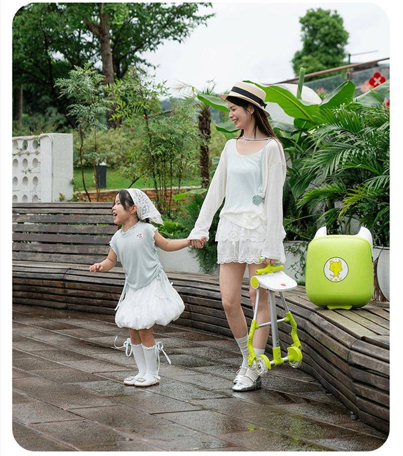 Product Introduction of 20 Inch Boarding Suitcase for Children ABS & PC Material Lazy Cart Mountable Baby Luggage Sets with Walking Feature Kid's Stroller Riding Suitcases For Travel 5