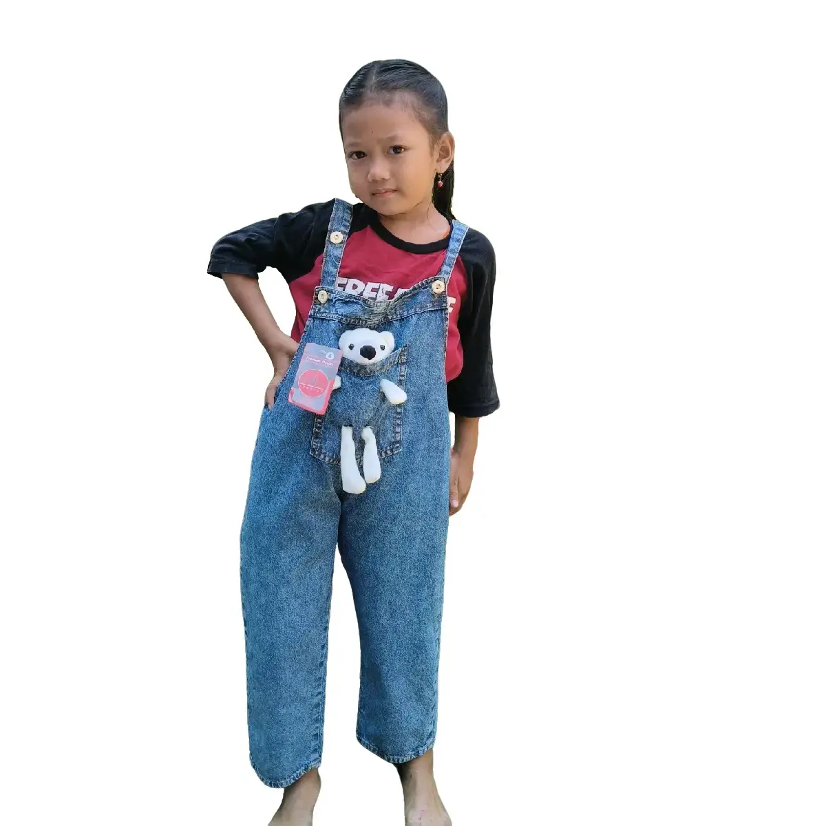 overall anak motif boneka usia 3-10 tahun murah Celana Jeans Kulot Fashion