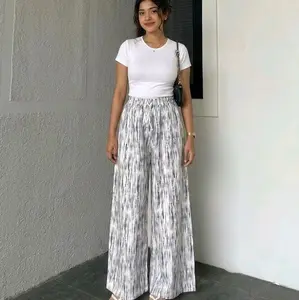 Celana Panjang Abstrak - Celana Panjang Wanita Baggy - Celana Kulot Casual Wanita Loose Basic