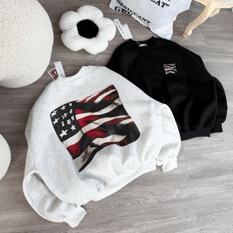  Áo nỉ sweater cổ cao in nổi By min nỉ tàu l1  lót bông  