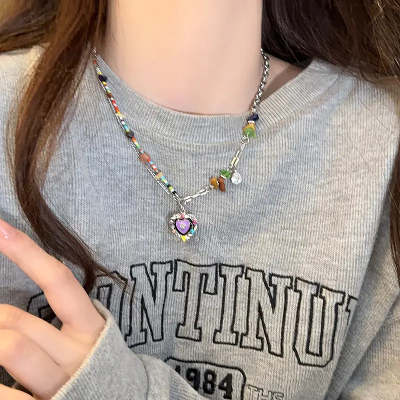 Vòng Cổ Đính Cườm, Thiết Kế Tình Yêu Giọt Tráng, Đầy Màu Sắc, Dành Cho Phụ Nữ, Ngọt Ngào Và Ngầu, Thích Hợp Cho Dopamine Thích Hợp, Dây Chuyền Xương Đòn, Hàng Mới Về 2024, Dây Chuyền Quần Áo Người Nổi Tiếng Trên Internet 2