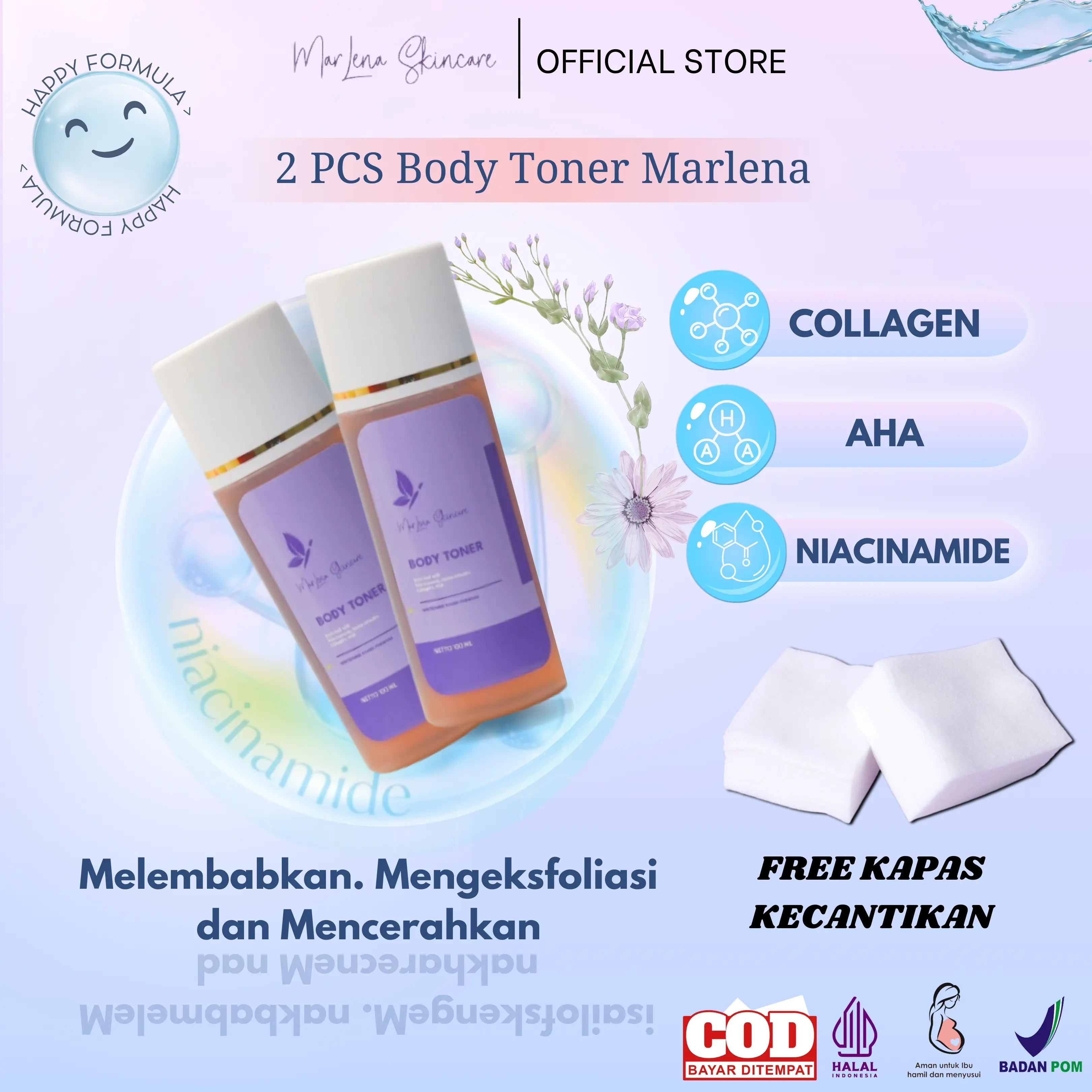 Paket 2 Marlena dna Salmon AH/marlena strong high dosis FREE KAPAS KECANTIKAN