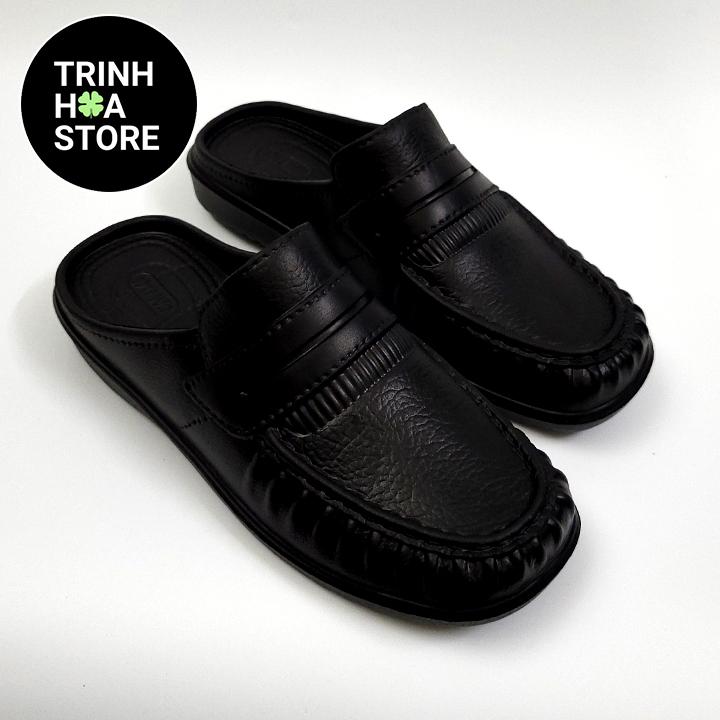 TRINH HOA STORE Dép đúc nguyên khối nam rãnh sâu đi mưa chống trơn trượt big size siêu nhẹ siêu bền form rộng size 39-43 dép bít mũi dép giày shoes chất liệu EVA cao cấp