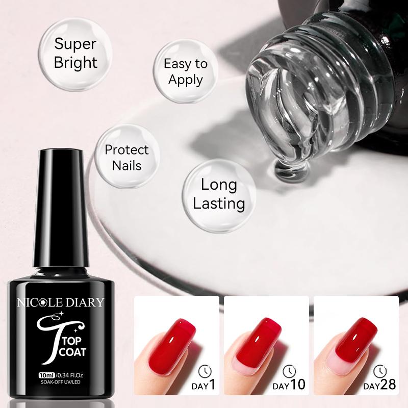 Top Coat Gel Nền, NICOLE DIARY, 10ml, Cho Sơn Móng Tay Gel, Trong Suốt, Ngâm Gel UV, Dụng Cụ Làm Móng Nghệ Thuật, Bán Vĩnh Viễn, Để Làm Móng