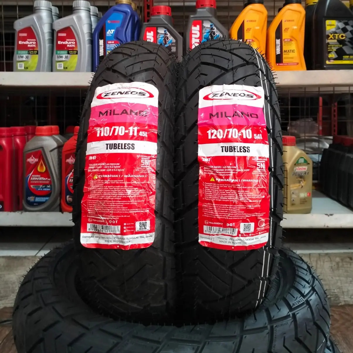 BAN MOTOR VESPA MATIC ZENEOS MILANO RING 10&11  110/70-11 & 120/70-10 TUBELES VESPA S & LX Motorcycle