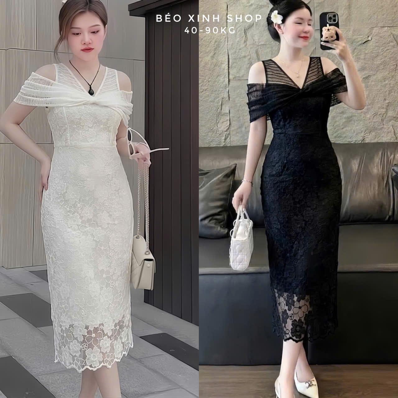Đầm Dự Tiệc Nữ Body Ôm Ren Hoa 2 Lớp Phối Cổ Tim Trễ Vai Thanh Lịch Sang Trọng Tôn Dáng(Vải Ren Hoa 2 Lớp) Bigsize 40–90kg Thời Trang Nữ Cao Cấp Xinh Shop - A.1767