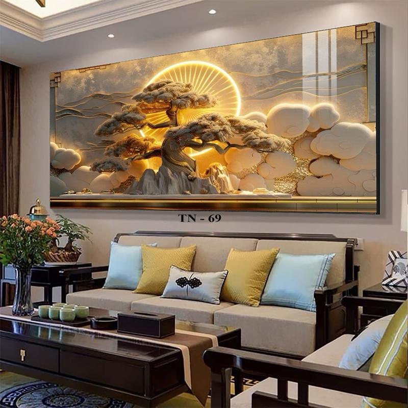 tranh đơn tráng gương treo tường phòng khách .tặng kèm đinh treo