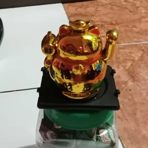 WED Patung Kucing Hoki Emas Gold Maneki Neko / Mini Pajangan Lucky Cat Feng Shui Keberuntungan / Kucing Hoki Hiasan Toko SMB30