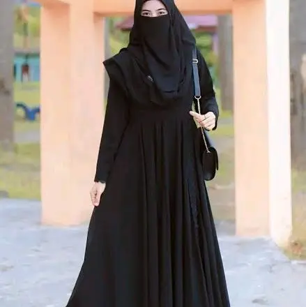 Abaya  Dress Gamis Muslim Wanita Bunga Poliester Lembut