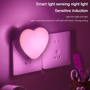 LED Night Light Sensor Control Night Lamp Energy Saving LED Sensor Lamp US Plug Nightlight for Children Kids Bedroom Stairs - Pink 200009209:201532828