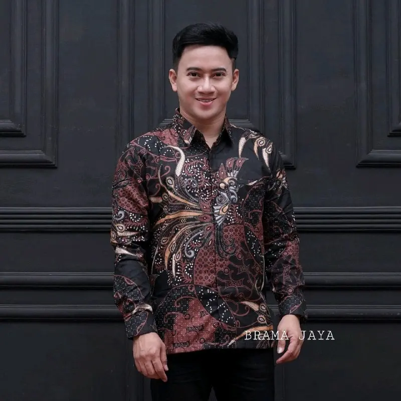 Kemeja Batik Premium Berfuring Lengan Panjang Atasan Pria Nyaman Motif Kain Katun 8