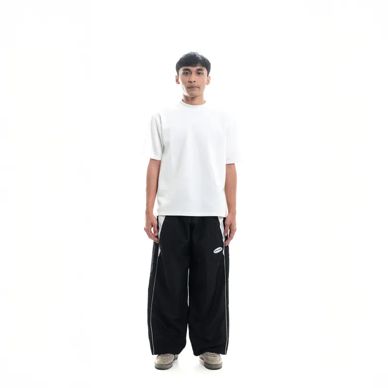 Unbroken Official BAGGY PANTS VINTAGE Casual Celana Panjang Wanita unsex regular skena loose parasut karet Hitam Simple Basic 4
