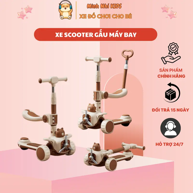 Xe Trượt Scooter 3in1 Cao Cấp Cho Bé Có Nhạc Đèn, Trọng Tải 100kg 0