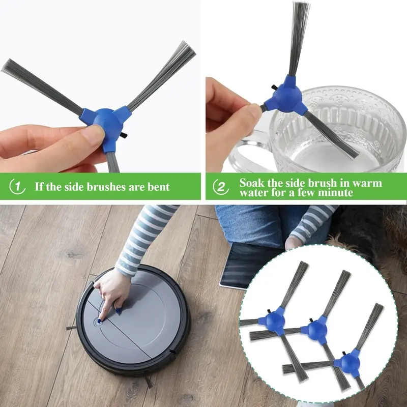 Phụ Kiện Robot Hút Bụi, Bàn Chải Bên Thay Thế ABS, Màu Xanh Dương, Bền, Bàn Chải Quét Robot, Tiện Lợi, Có Thể Thay Thế, Thích Hợp Cho Robot Hút Bụi, Lý Tưởng Cho Phòng Ngủ 3