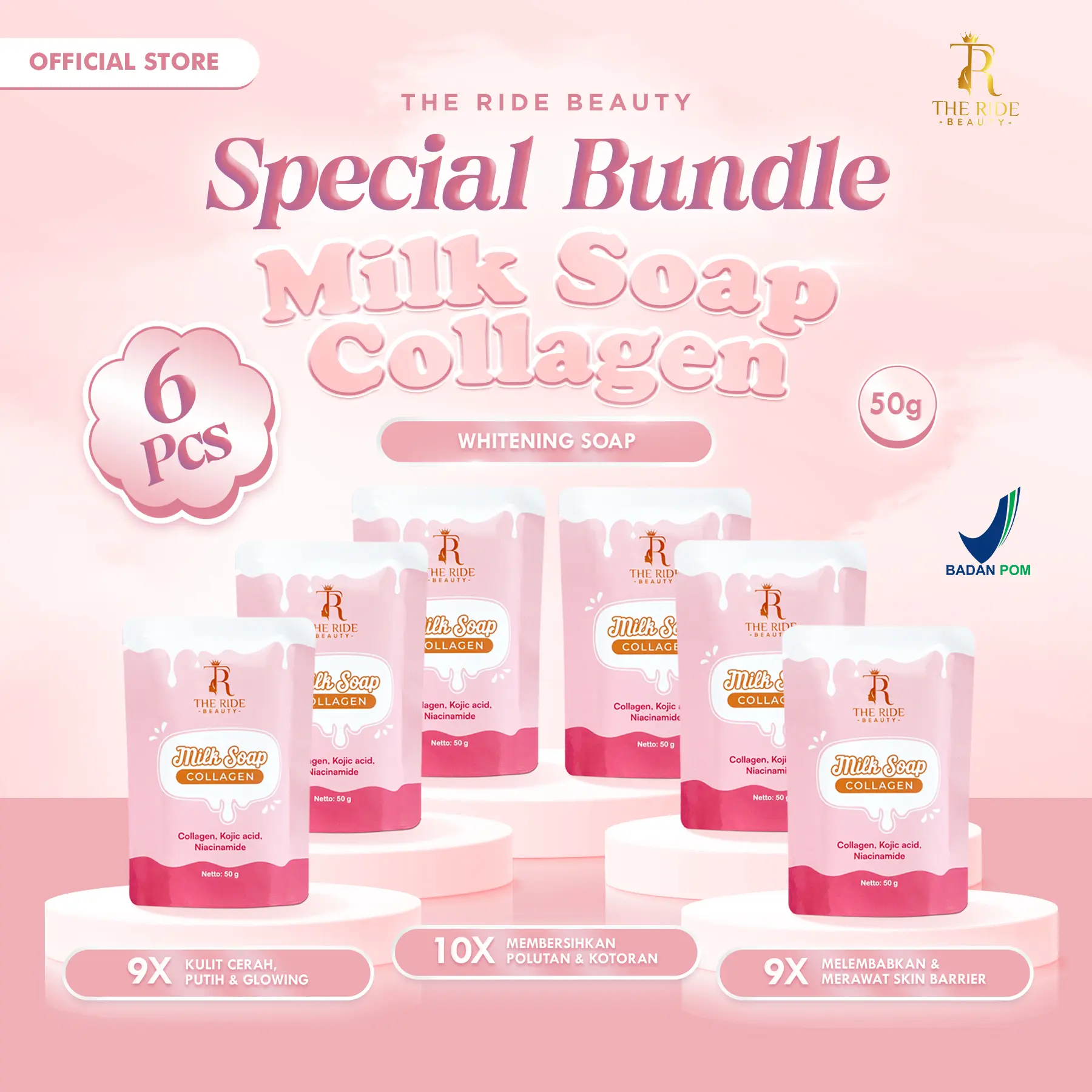 ( Best Seller ) Milk Soap Colagen The El Beauty By The Ride Tubuh Mandi isi 6 pcs