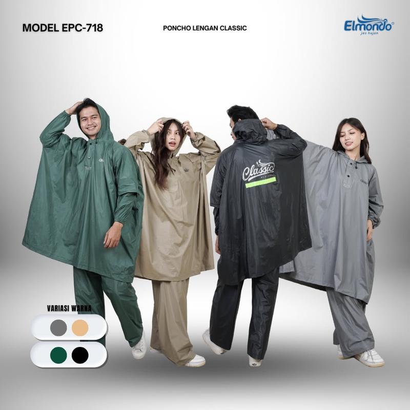 Jas Hujan Setelan Ponco Lengan Celana JUMBO BESAR Murah Elmondo Classic 718 Mirip Prima Optimus Modern 716 Waterproof 1