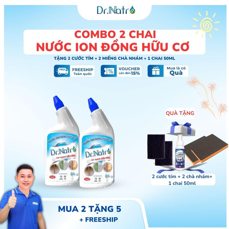  Combo 2 chai Nước ion đồng hữu cơ 1000ml Tẩy sạch tường gạch ron gạch  cặn canxi ,mốc rong rêu tẩy rong rêu  gạch đá     Tặng 2 nhám lớn  2 cước tím và 1 chai 50ml tẩy     Làm Sạch 