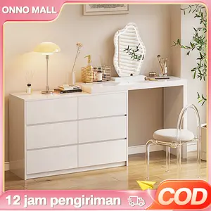 ONNO MALL-2 Meja Rias Putih/Meja Rias Kecil/Meja Rias Lampu LED/Bisa berputar meja rias/360 putaran./90 derajat rotasi