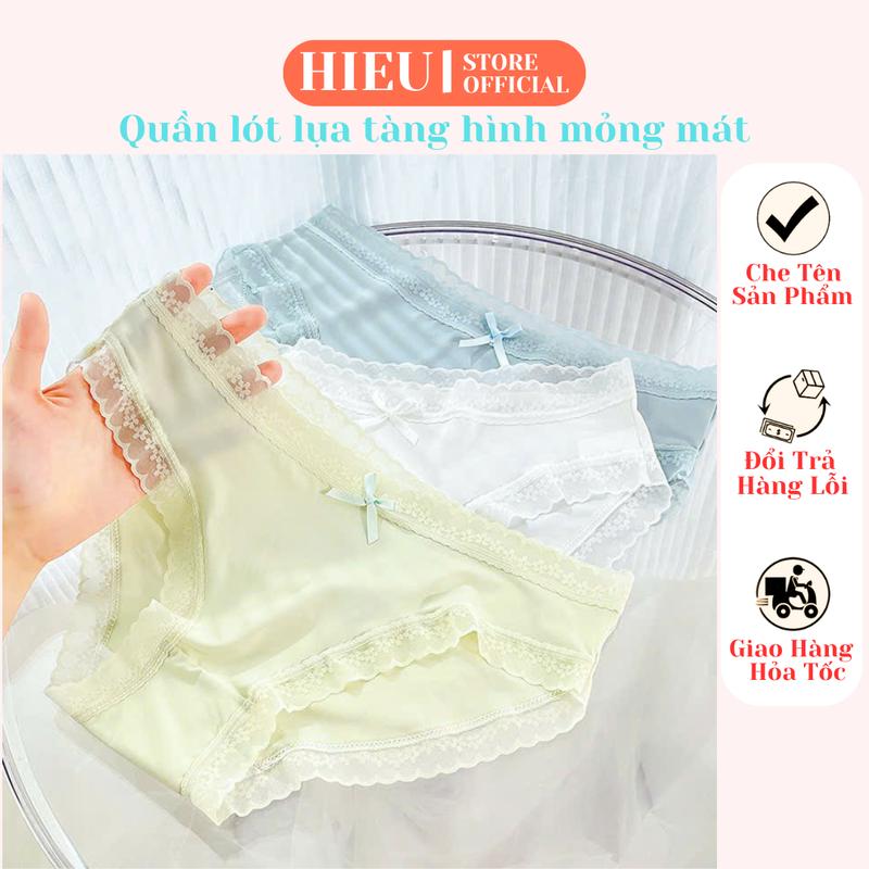 SET 5 - 10 Quần Lót Nữ Su Lụa Tàng Hình Viền Ren Đính Nơ Phong Cách Hàn Quốc - Nhiều Màu Sắc - 325