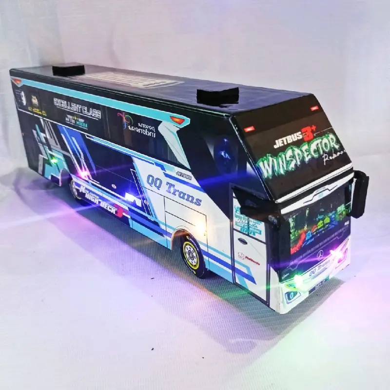 Miniatur Bus Telolet Basuri lampu LED mainan Anak 6