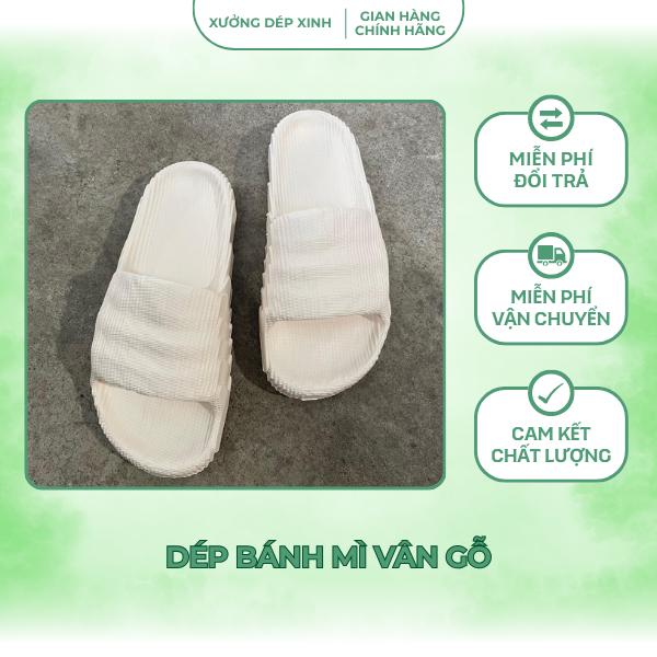 Dép bánh mì vân gỗ Dép quai ngang nam nữ đế đúc Slipper DéP Jean Đế Bằng Nhung
