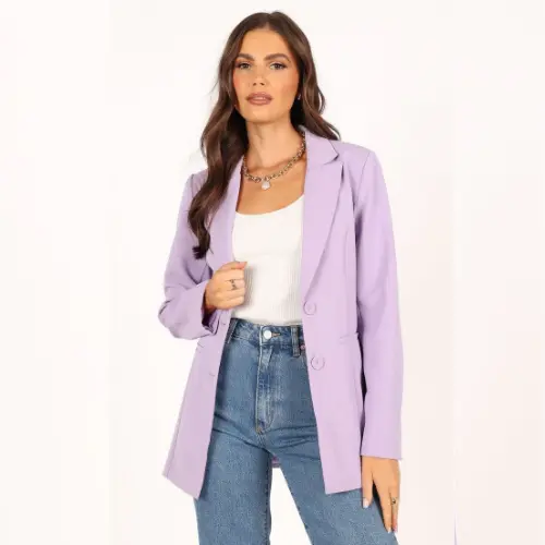 Blazer Wanita Atasan Kantor Kerja Formal Outer Casual Casual Nyaman Outfit Korea Kancing Jepit Kerah Oversize
