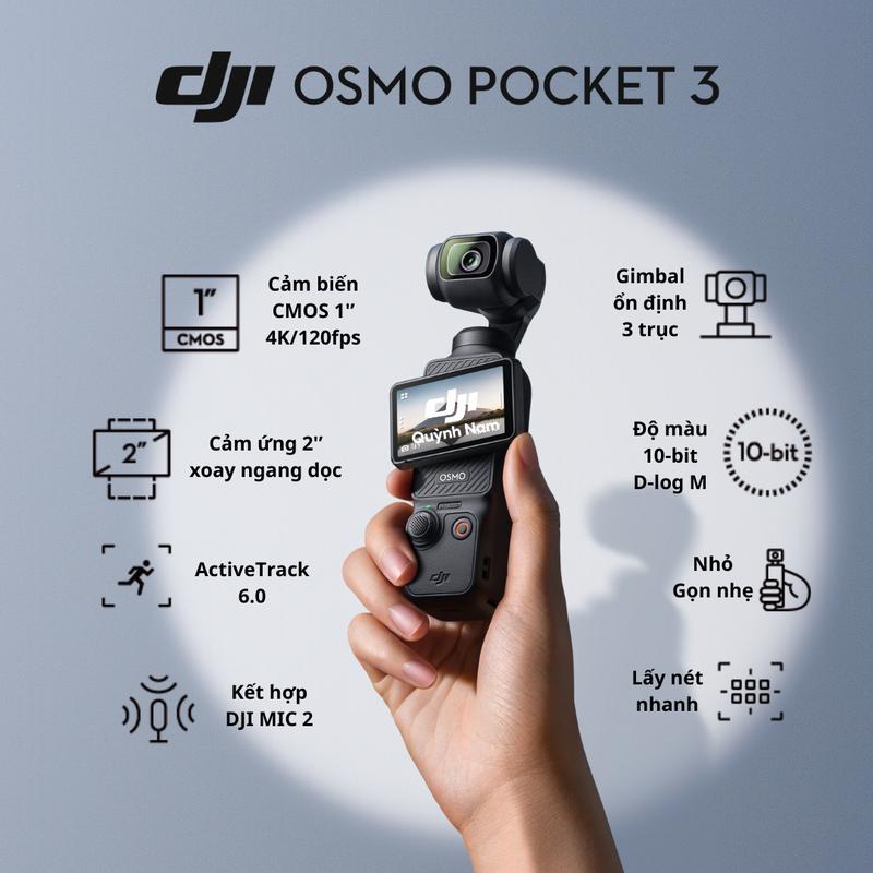 (Creator Combo) DJI Osmo Pocket 3 - gimbal tích hợp camera chất lượng 4K 120fps (Bảo hành 12 tháng)