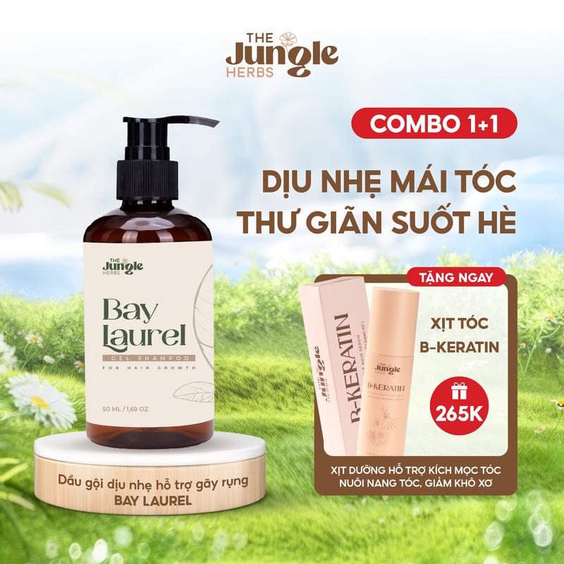  Dầu gội Nguyệt Quế Tràm Trà hỗ trợ giảm gãy rụng cho tóc khô - THE JUNGLE HERBS 