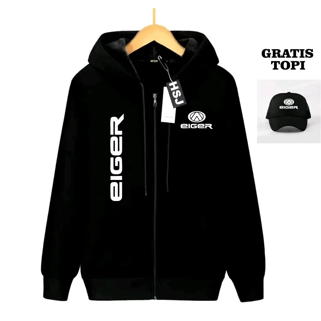 BONUS TOPI Terbaru !  Jaket Hoodie Resleting  Pria Wanita Terbaru - Jaket Resleting Distro Pria Free Topi  Kirka Terbaru Print Putih 100% Cotton Fleece ( Bahan Tebal ) - Premium Quality Zipper Lembut Nyaman