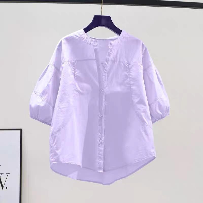 NANDO KEMEJA KASUAL WANITA LENGAN BALON 3/4 BAHAN KATUN POPLIN PREMIUM KUALITAS IMPORT 8181 3
