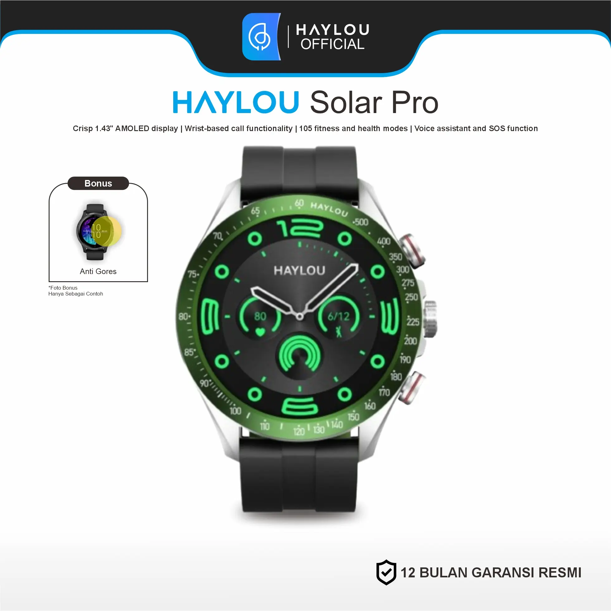 Haylou Solar Pro LS18 Smartwatch Canggih dengan fitur AOD ip68