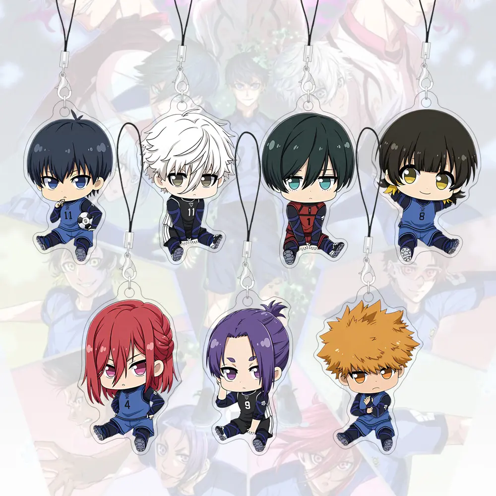 Acrylic Phone Straps Blue Lock Cartoon Character Bag Charms Animation 55mm Lanyards Phone Accessories
