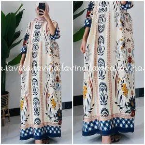 Lavina - Midi Dress Daster Lengan 3/4 Bahan Rayon Adem Busui Wanita
