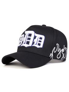 Gorra de béisbol unisex con bordado de llama y letra D en estilo gótico, ajustable para protección solar en viajes al aire libre en primavera y otoño