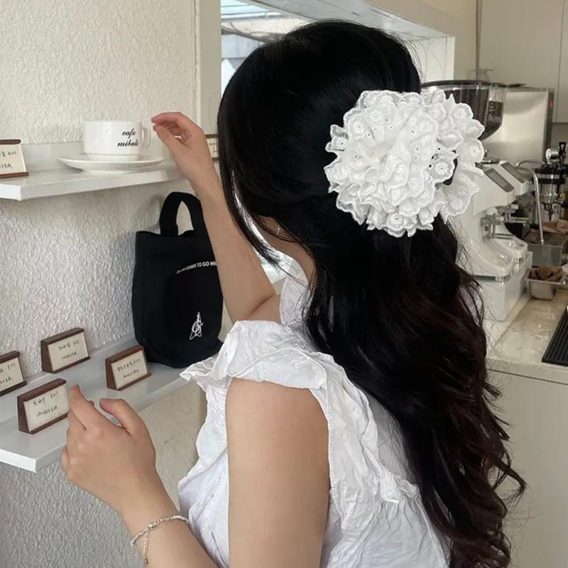 A194 Kẹp vải hoa ren nàng thơ đi biển nhẹ nhàng  Cài Tóc Nữ Women Cài Tóc