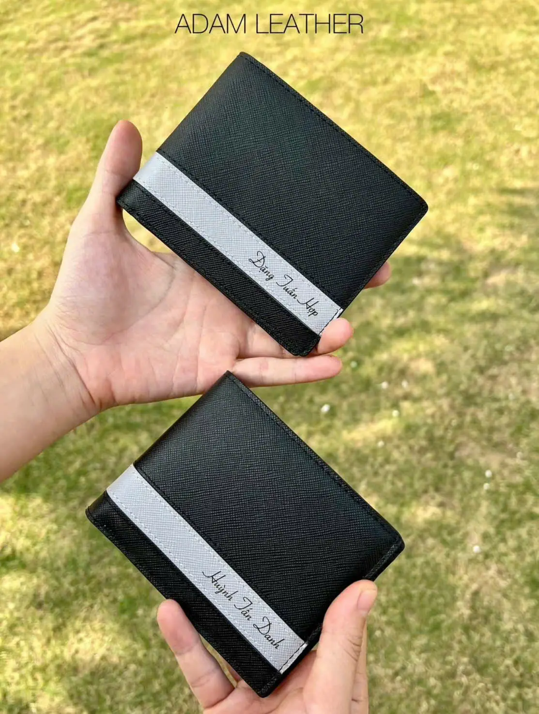 [BẢN CAO CẤP ] Ví nam khắc tên theo yêu cầu, da nhập khẩu, có khoá kéo A dam Leather - tặng kèm hộp nơ, túi, thiệp thích hợp làm quà tặng bạn trai, chồng, bố v í vínam Kem Wallet Đồng Chữ Nhật