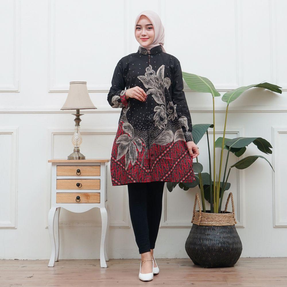 Baju Batik Couple Pasangan Keluarga Motif Anggrek Hitam Matt Katun Premium Baju Batik Couple Pasangan Keluarga Motif Anggrek Hitam Matt Katun Premium