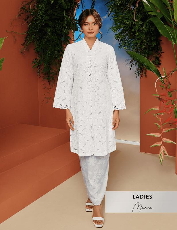 Marwa Women's Embroidered Kebaya Panjang - Polyblend and Cotton Material 0