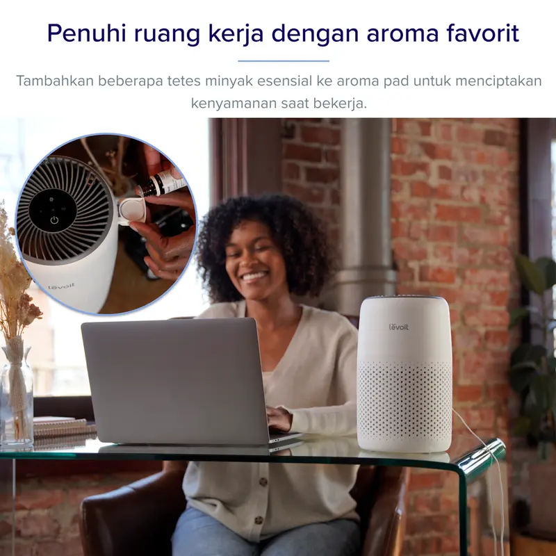 Levoit Core Mini Desktop Air Purifier with Fragrance Aroma Diffuser Putih Listrik 3