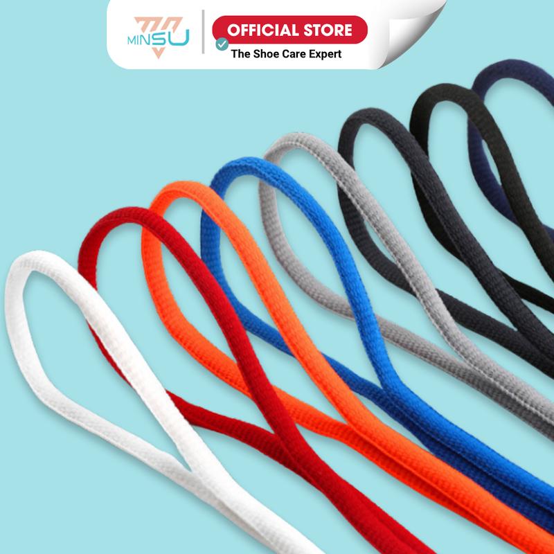 Dây Giày Thể Thao Sneaker Tròn MINSU M0201 120cm với 10 Màu Nổi Bật Cho Bạn Chọn Shoelaces Phụ Kiện Giày, Trắng, Đen