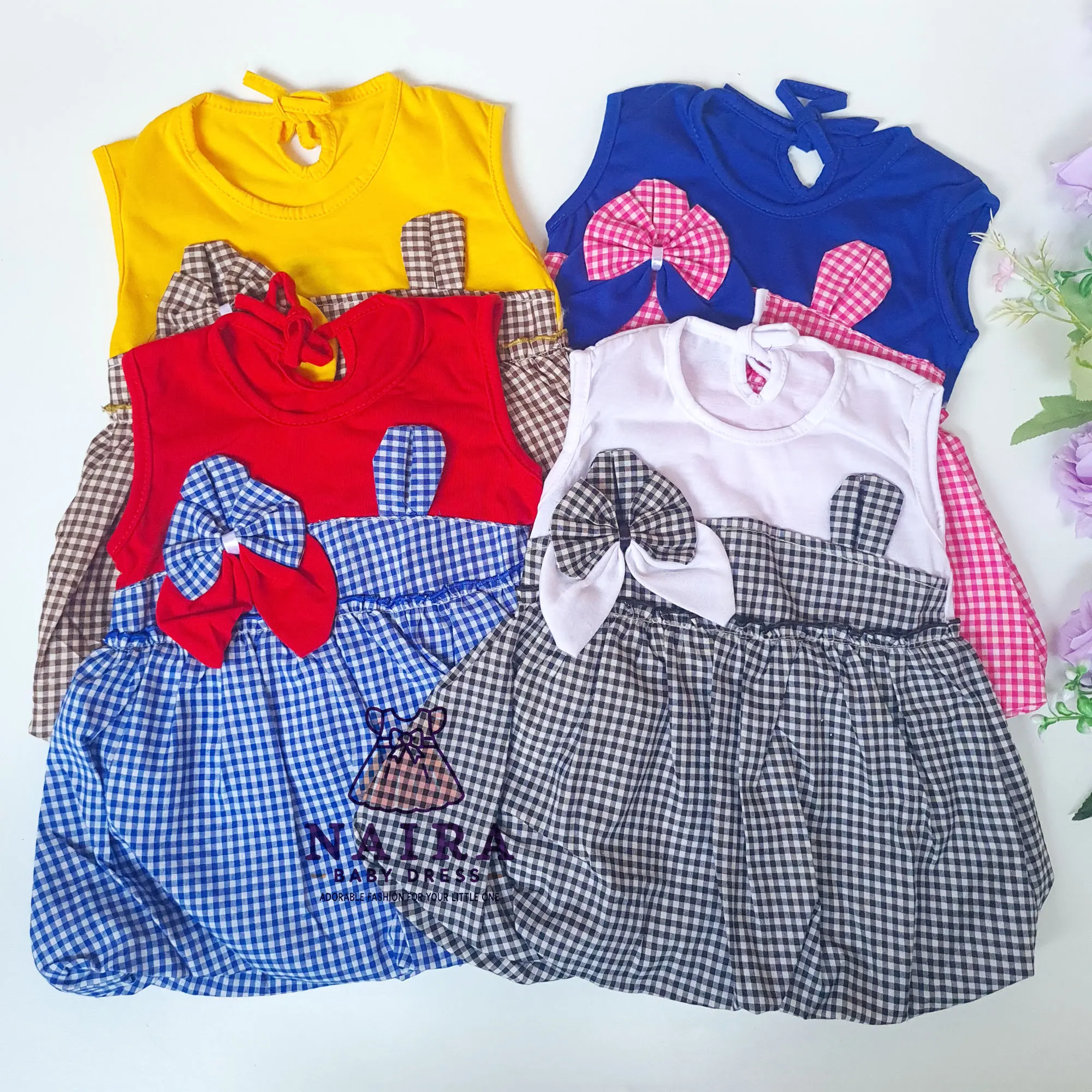 (P-044) Baju Bayi Perempuan 0-6 bulan newborn / Dress Bayi Perempuan Newborn Planet Kidz Model Pita Kuping