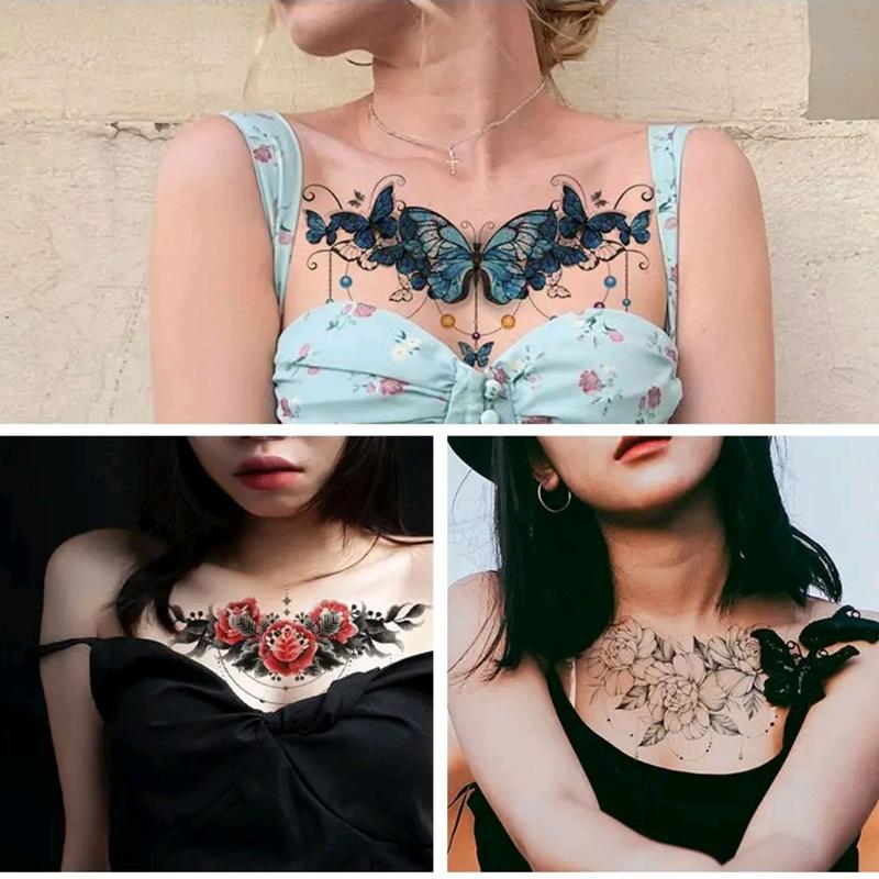 Zaril Stiker Tatto Temporary Tato Temporer Tahan Air Tahan Lama 2-7 Hari Seri BC-202 Wanita OWL Burung Hantu Besar Kering Tatto Punggung Perut Dada Tattoo Tubuh 7