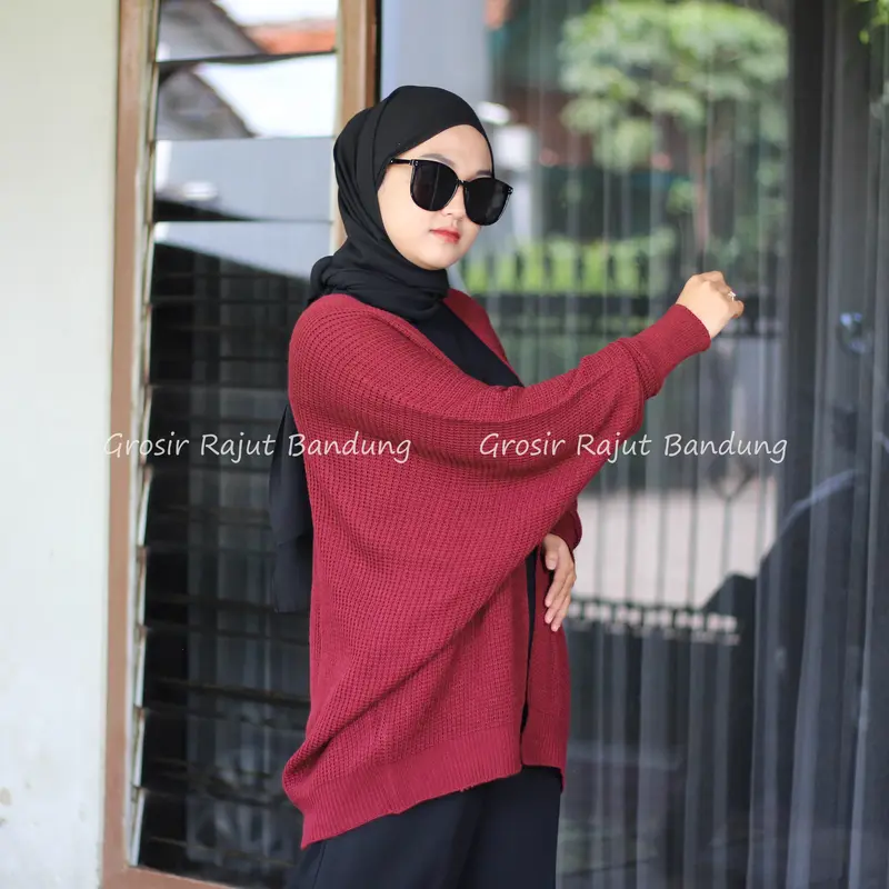 Cardigan Rajut Oversize Batwing Sweater Atasan Kalong Tangan Panjang 2