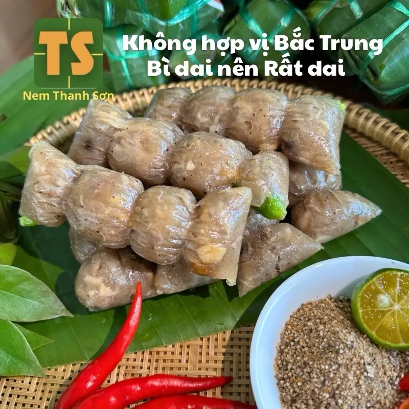 [Tặng Hộp Muối Tiêu] Bì DAI đòn + Nem Chua Đòn- 70g/đòn- {KHÔNG HỢP VỊ MIỀN BẮC TRUNG} - Có ớt xiêm xanh- Nem Lai Vung Thanh Sơn- Đặc sản Lai Vung Đồng Tháp