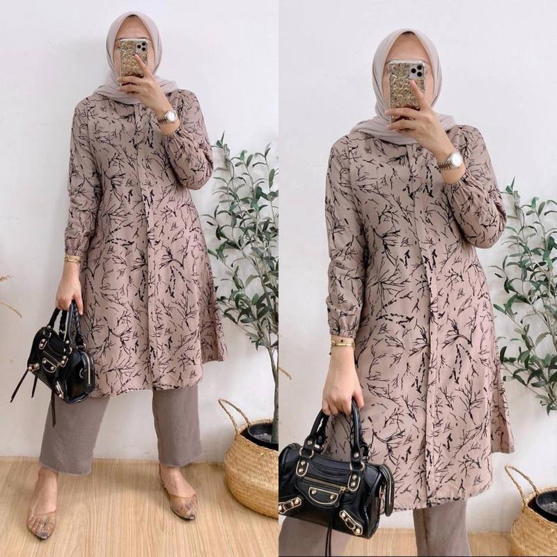 Product Introduction of HSN- Set Tunik Laveta-Tunik Rayon Premium dengan Lengan Karet dan Kancing Aktif - Kulot, Muslim, Kerah, Celana, Motif, Setelan, Atasan, Airflow 7