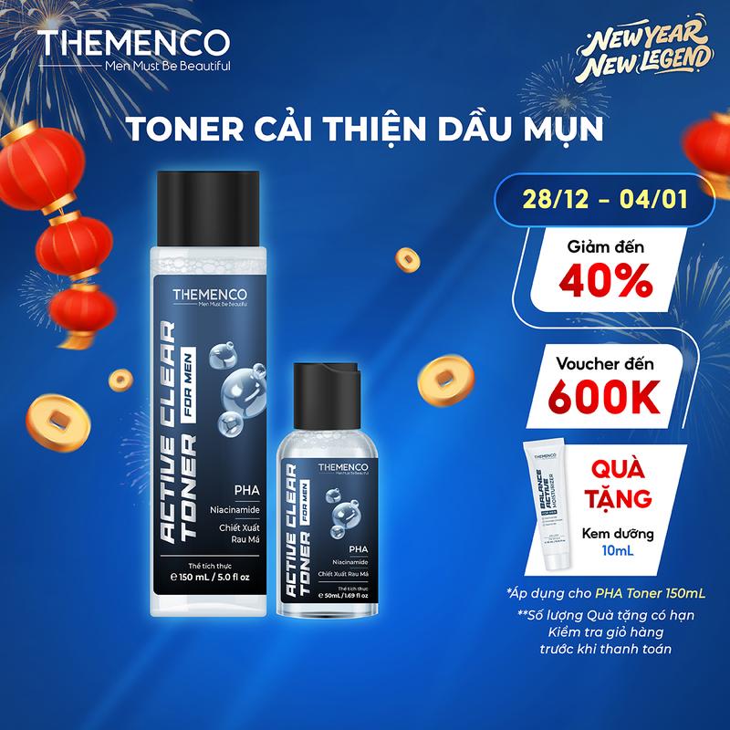  Toner Tẩy Tế Bào Chết Hỗ Trợ Cải Thiện Da Dầu Mụn Ẩn Mụn Li Ti Thâm Sạm Dành Cho Nam Giới The Menco Active Clear Toner For Men   Tặng Kèm Kem Dưỡng 10ml Áp Dụng Khi Mua Size 150ml   