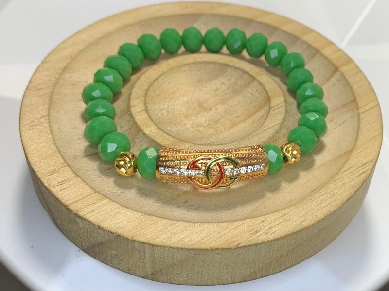 Product Introduction of Gelang Kristal Ceko Elastis dengan Liontin Clover Hijau - Panjang 17cm - Bracelets 0
