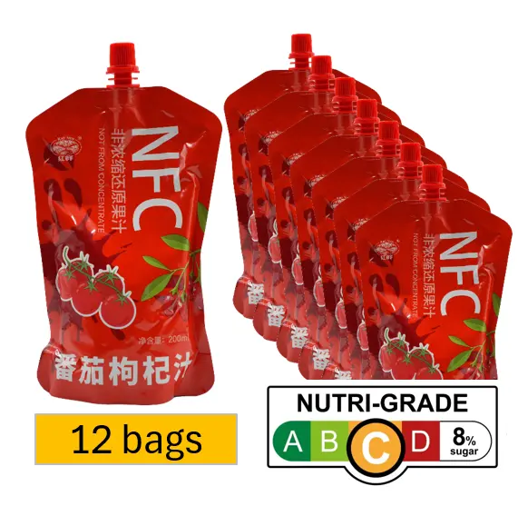 100% Tomato and Goji Juice - Unique blend of two superfoods from Inner Mongolia. The region’s optimal growing conditions contribute to the exceptional quality and taste of our juices, which are crafted to deliver both flavour and health benefits.